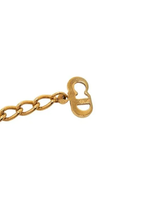 Dior Cdlogo Necklace Gold Plated Line Stone - Picture 5 of 6